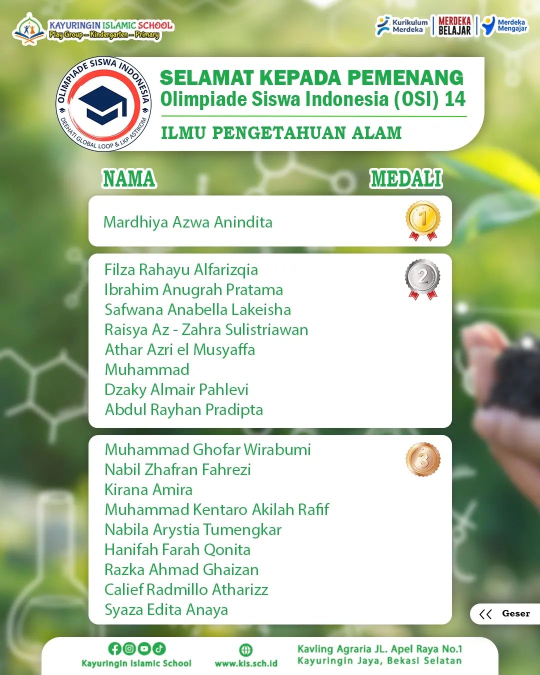 PEMENANG Olimpiade Siswa Indonesia (OSI)